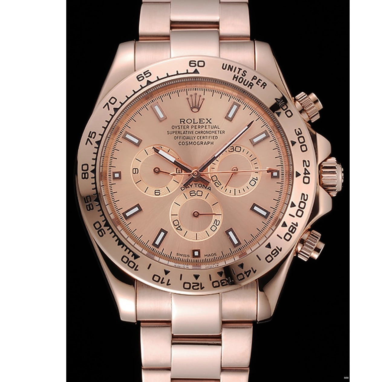 Aaa replica watch Rolex And Dial Bracelet Daytona Gold Pink Case Cosmograph 1454247 Rose 0706